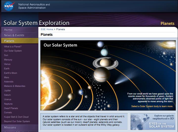 Nasa Solar System Page